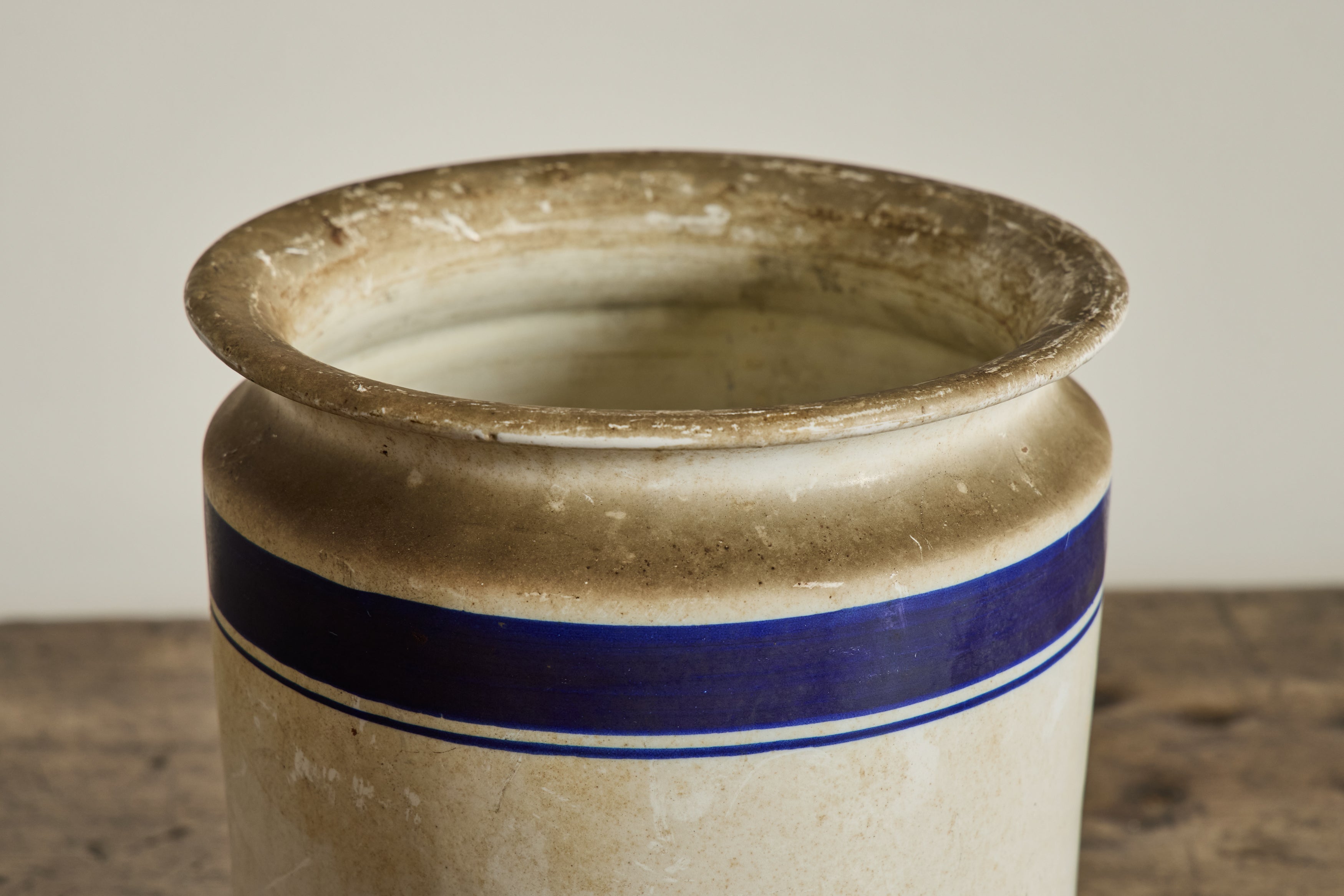 French Blue Stripe Crock