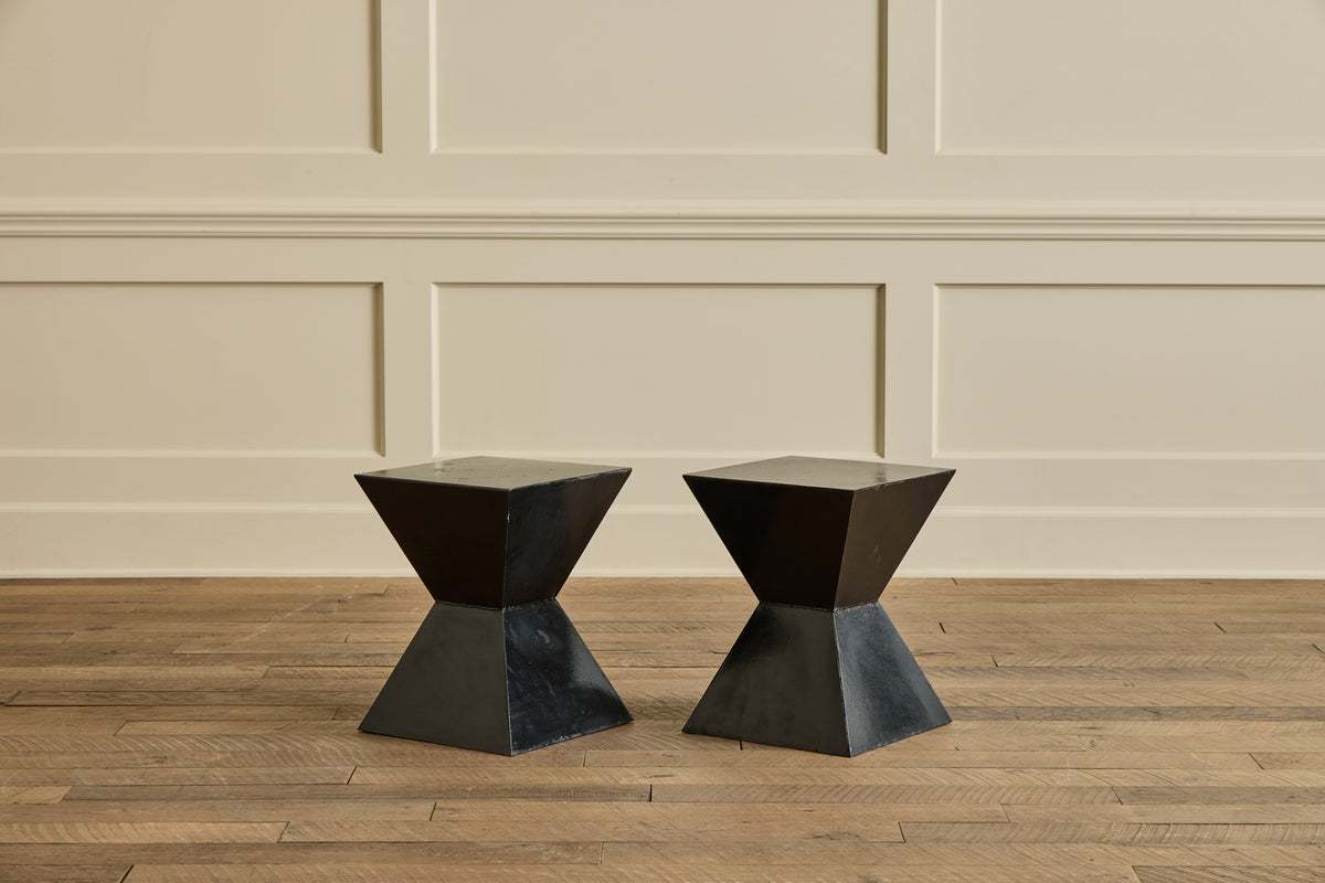 Pair of Black Geometric Side Tables