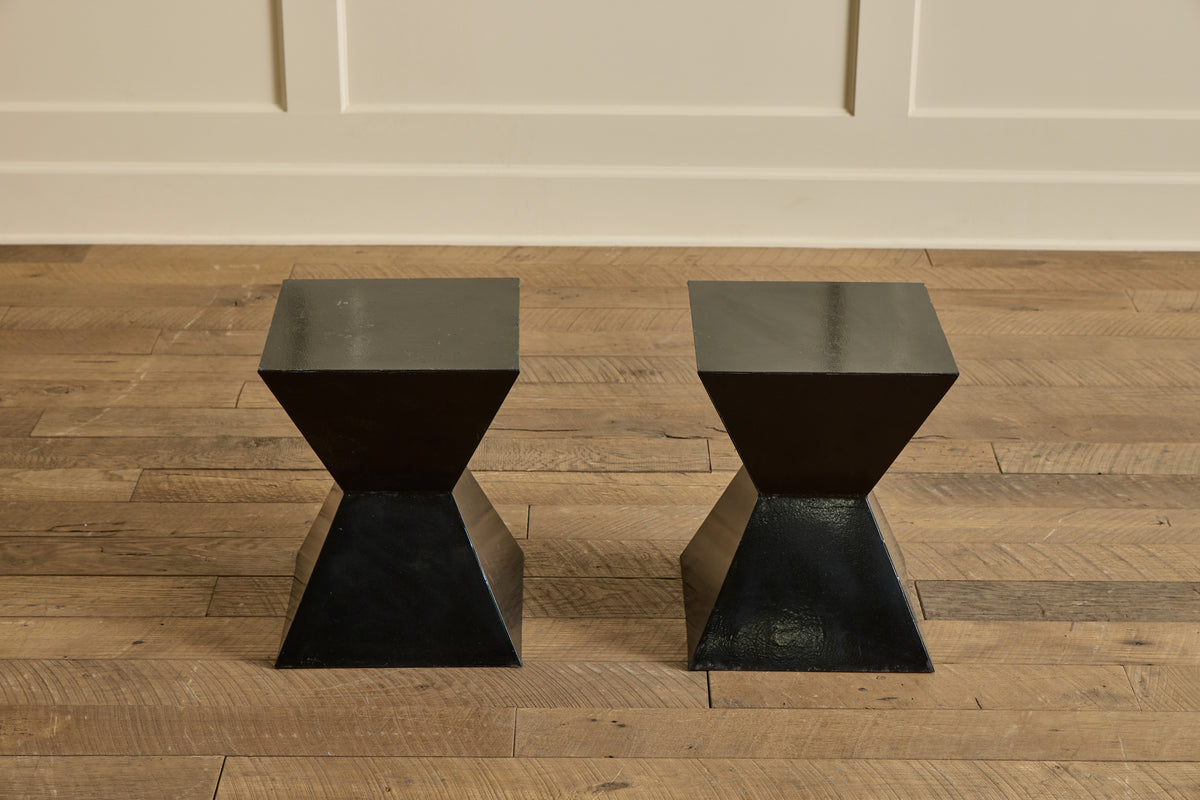 Pair of Black Geometric Side Tables