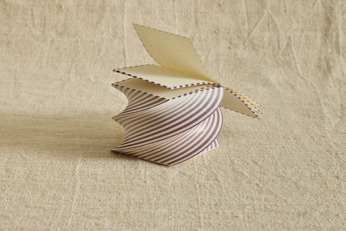 Dash Stripe Spiral Notepad in Purple & Ivory