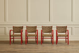 Red Painted Rush Chair