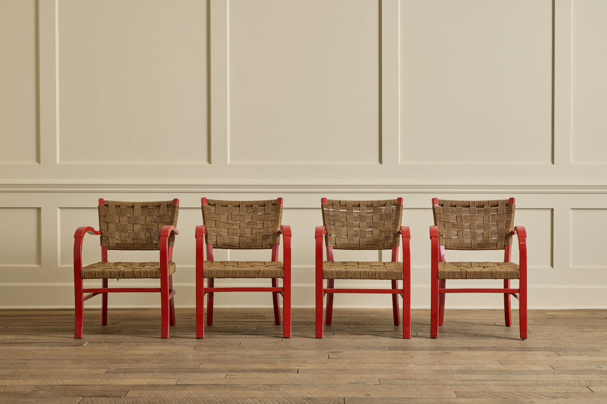 Red Painted Rush Chair