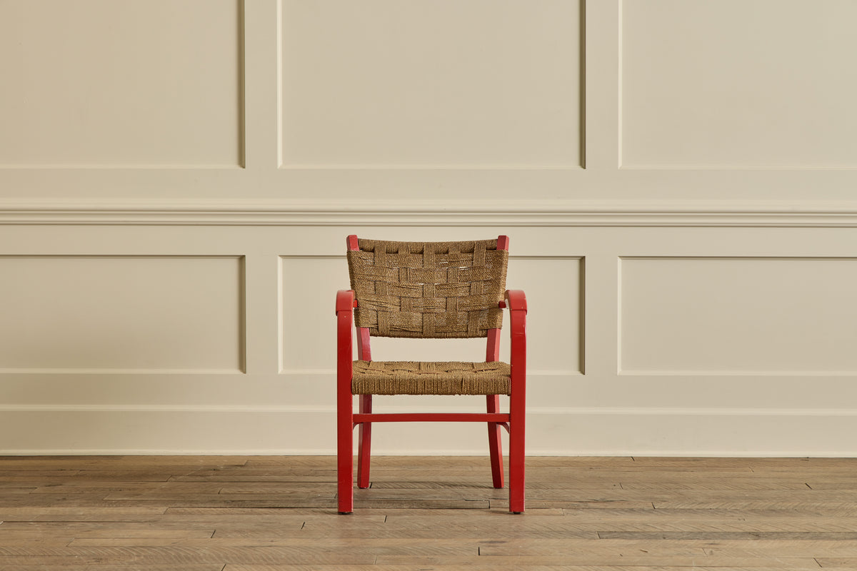 Red Painted Rush Chair