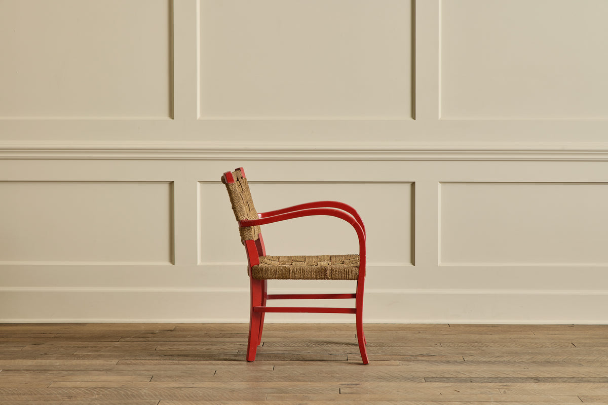 Red Painted Rush Chair