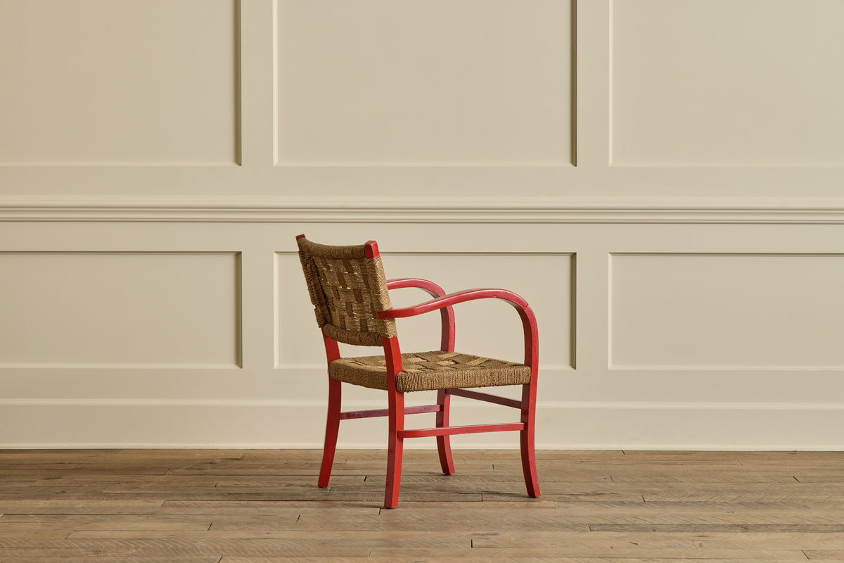 Red Painted Rush Chair