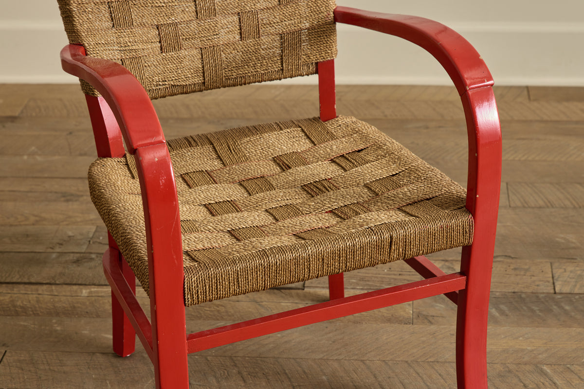 Red Painted Rush Chair