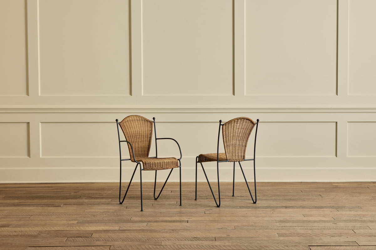 Set of 6 Iron & Wicker Chairs