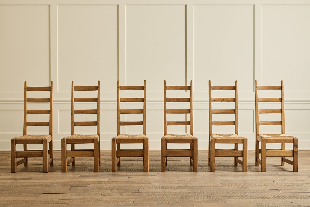 VTG SET OF 6 HIGHBACK RUSH CHAIRS