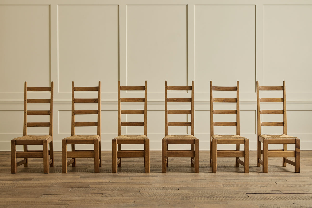 Set of 6 High Back Rush Chairs