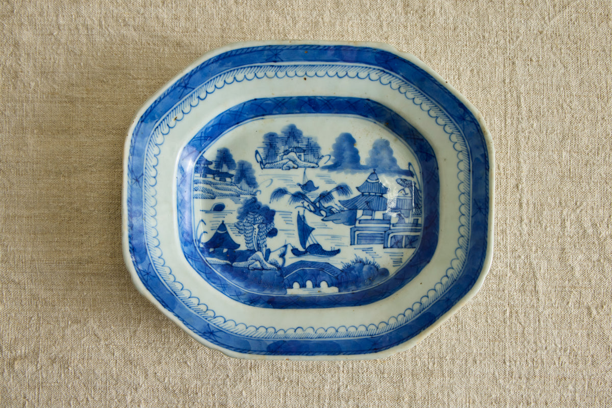 VTG OVAL BLUE CANTON PLATTER NO. 2