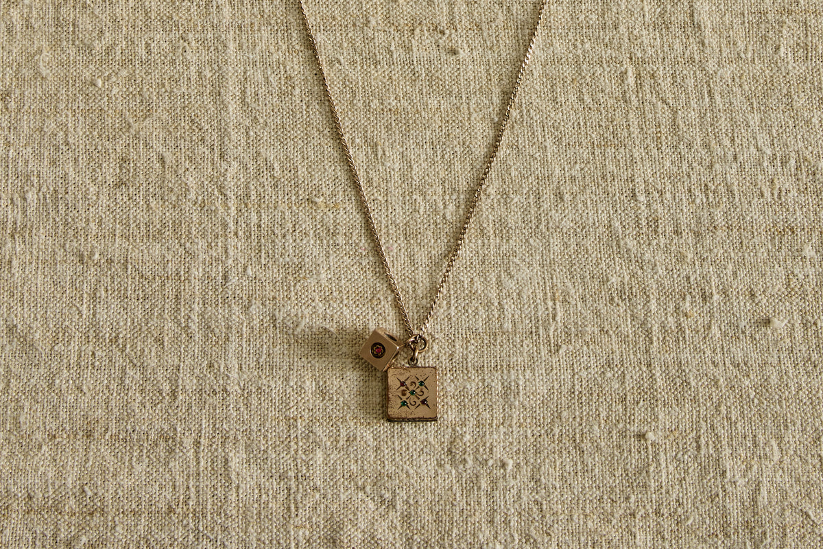 Late 19th Century Jeweled Locket and Cube
