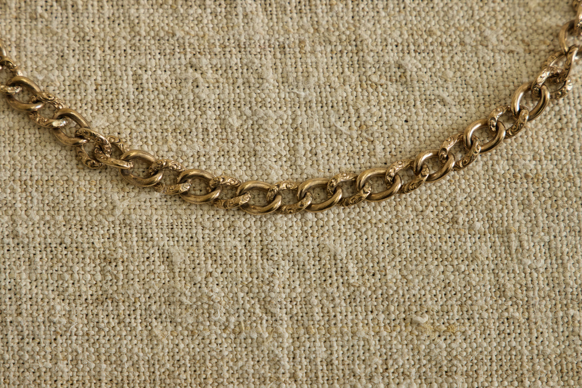 19th Century Etched Curb Link Necklace
