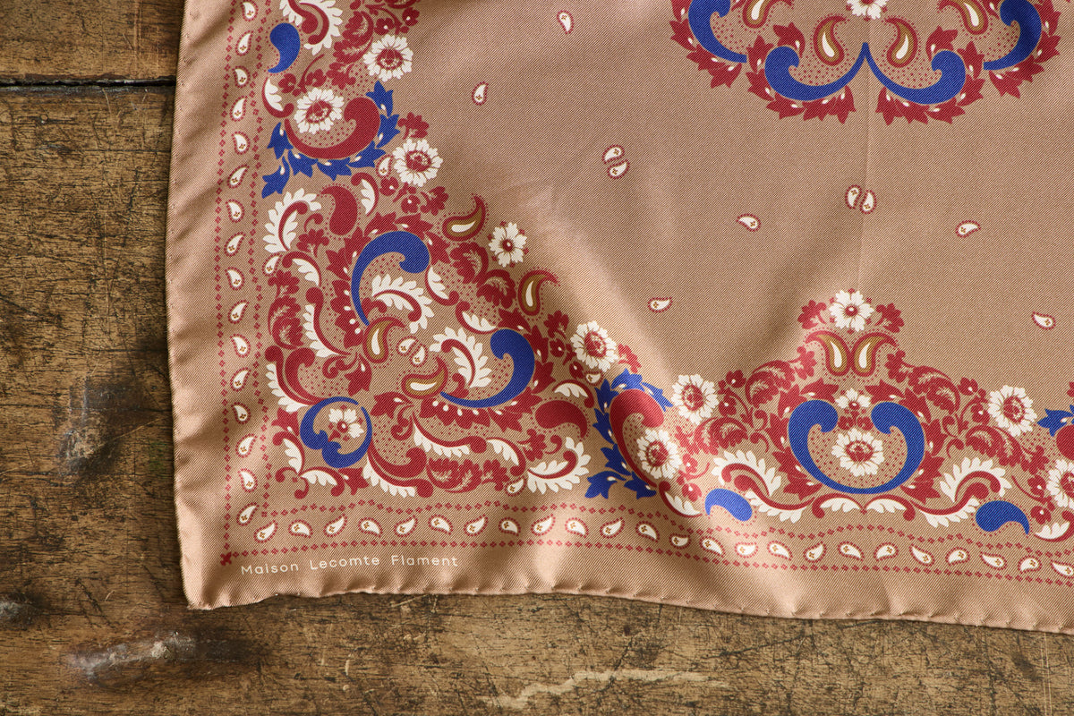 Small Flower Bandana Scarf in Camel