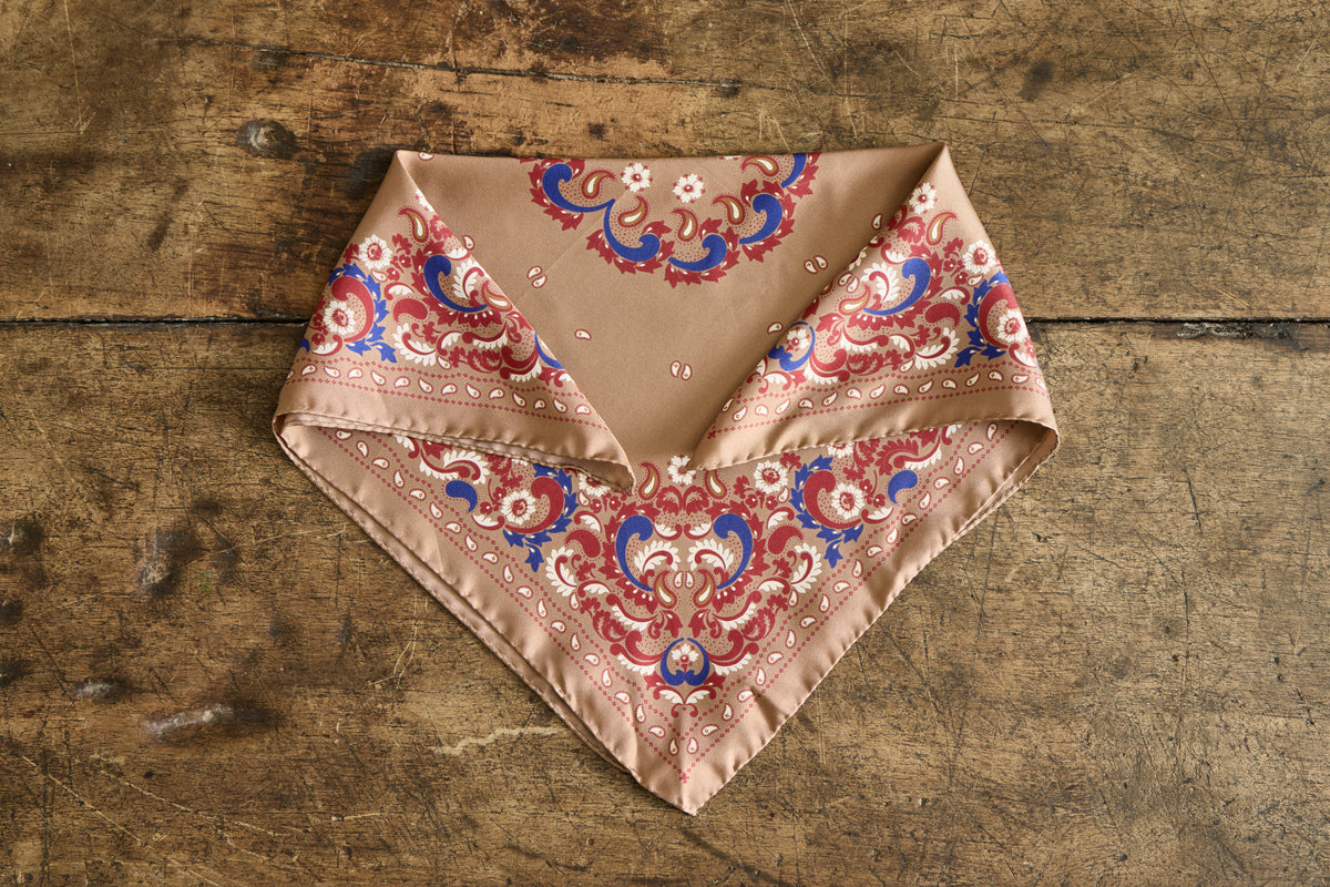 Small Flower Bandana Scarf in Camel