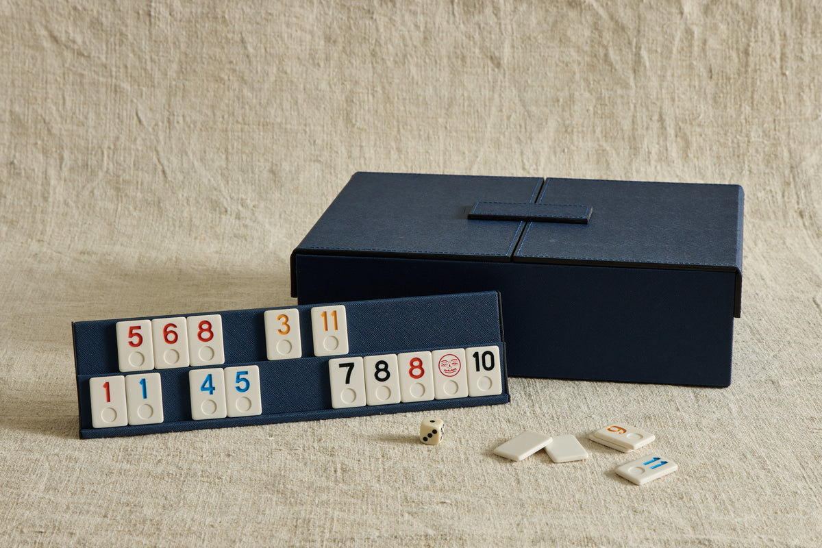 Rowan Leather Rummikub Set in Navy