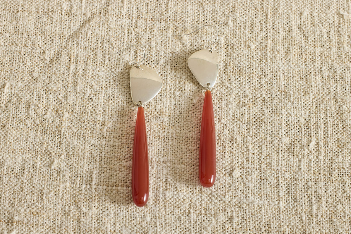 Carnelian and Stone Link Earrings