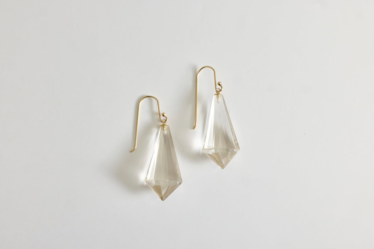 Champagne Quartz Fan Earrings