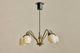 Scandinavian Brass & Glass Chandelier
