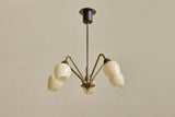Scandinavian Brass & Glass Chandelier