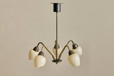 Scandinavian Brass & Glass Chandelier