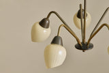 Scandinavian Brass & Glass Chandelier
