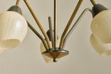 Scandinavian Brass & Glass Chandelier