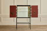 1950s Red Chinois Bar Cabinet