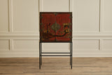 1950s Red Chinois Bar Cabinet