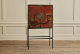 1950s Red Chinois Bar Cabinet