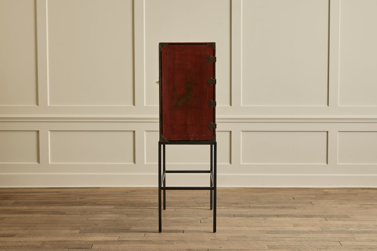 1950s Red Chinois Bar Cabinet