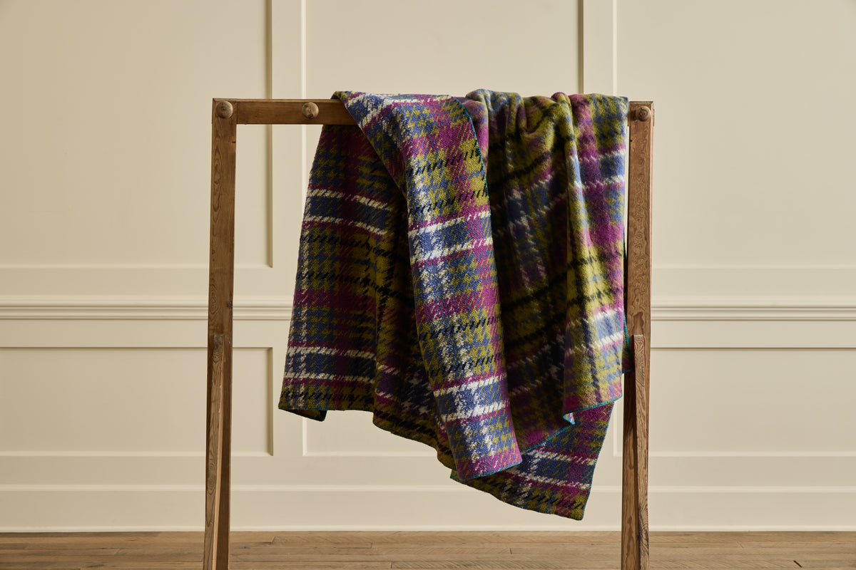 Italian Wool Throw in Tartan Peridot