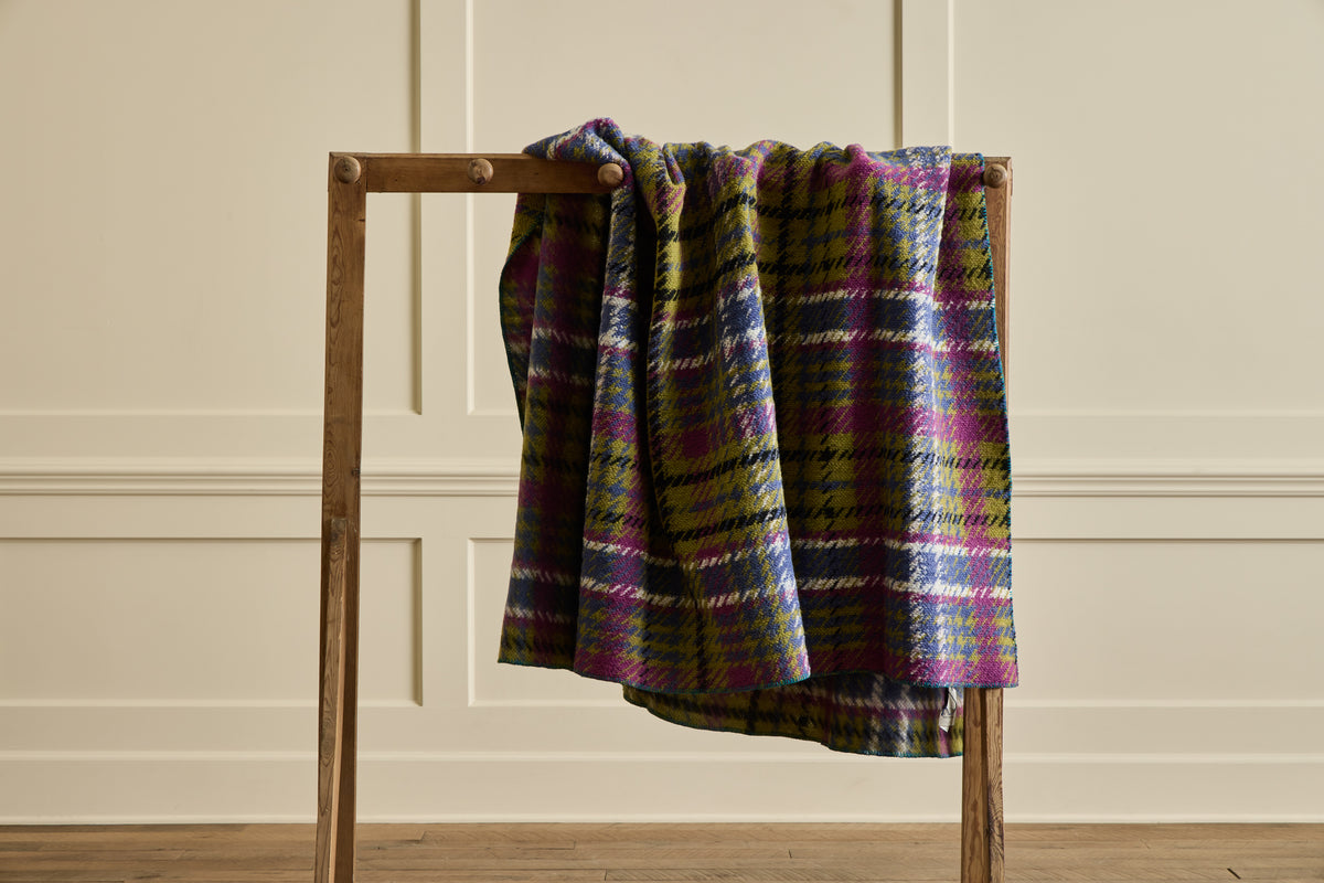 Italian Wool Throw in Tartan Peridot