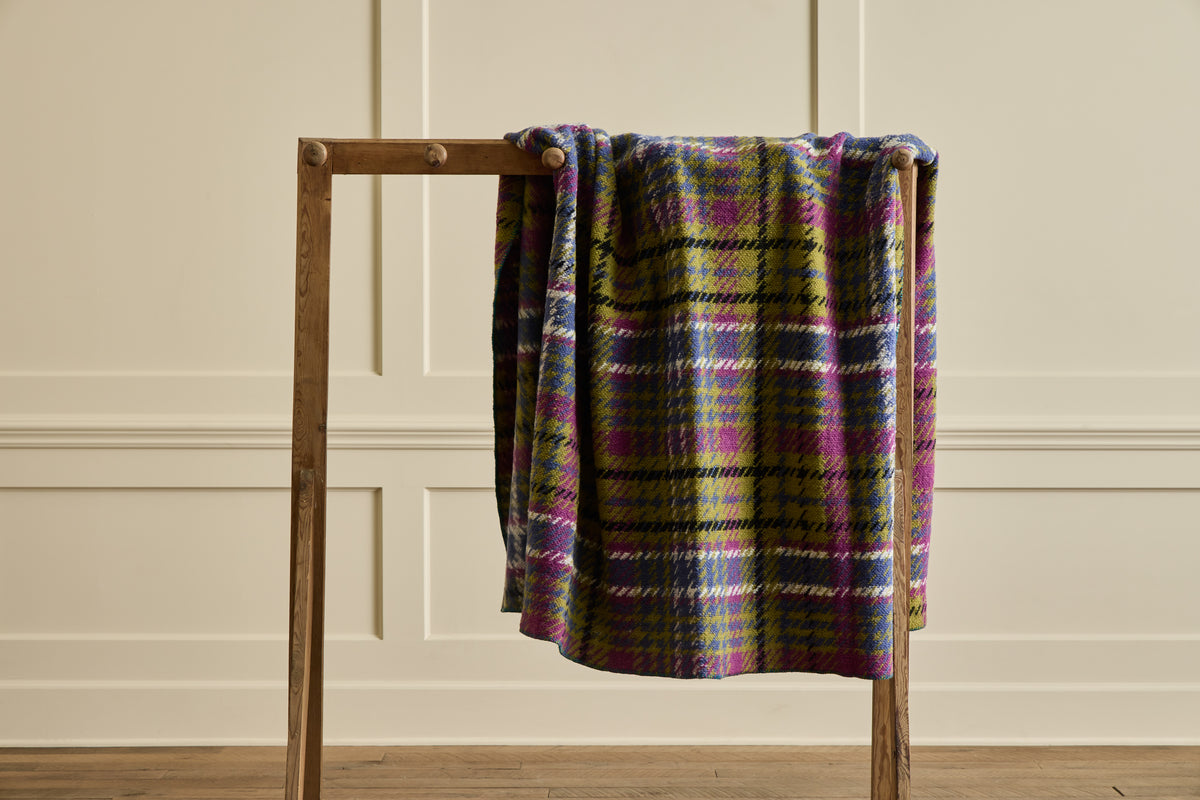 Italian Wool Throw in Tartan Peridot