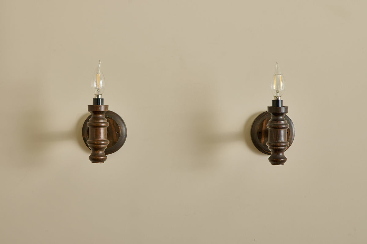 Pair of Danish Pine Wall Sconces