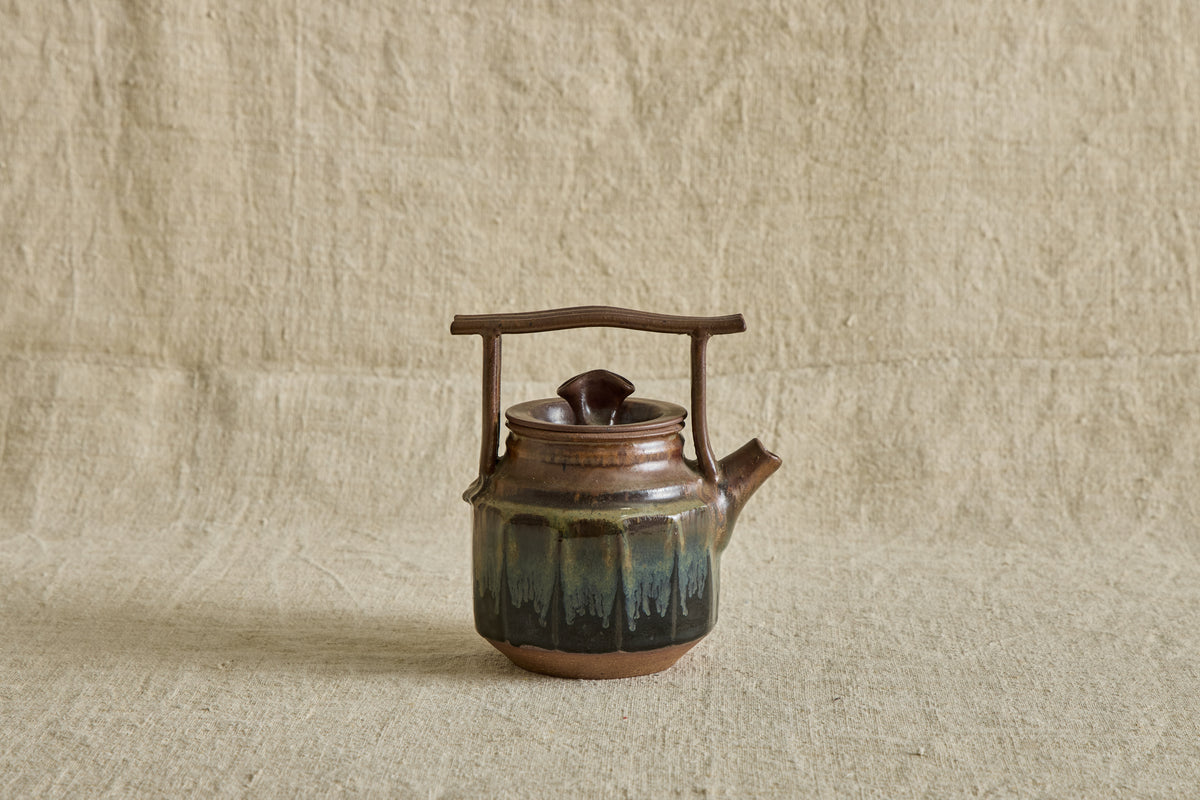 Brown & Blue Ceramic Teapot