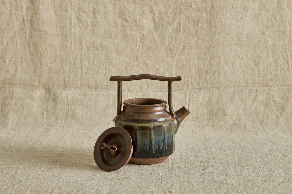 Brown & Blue Ceramic Teapot