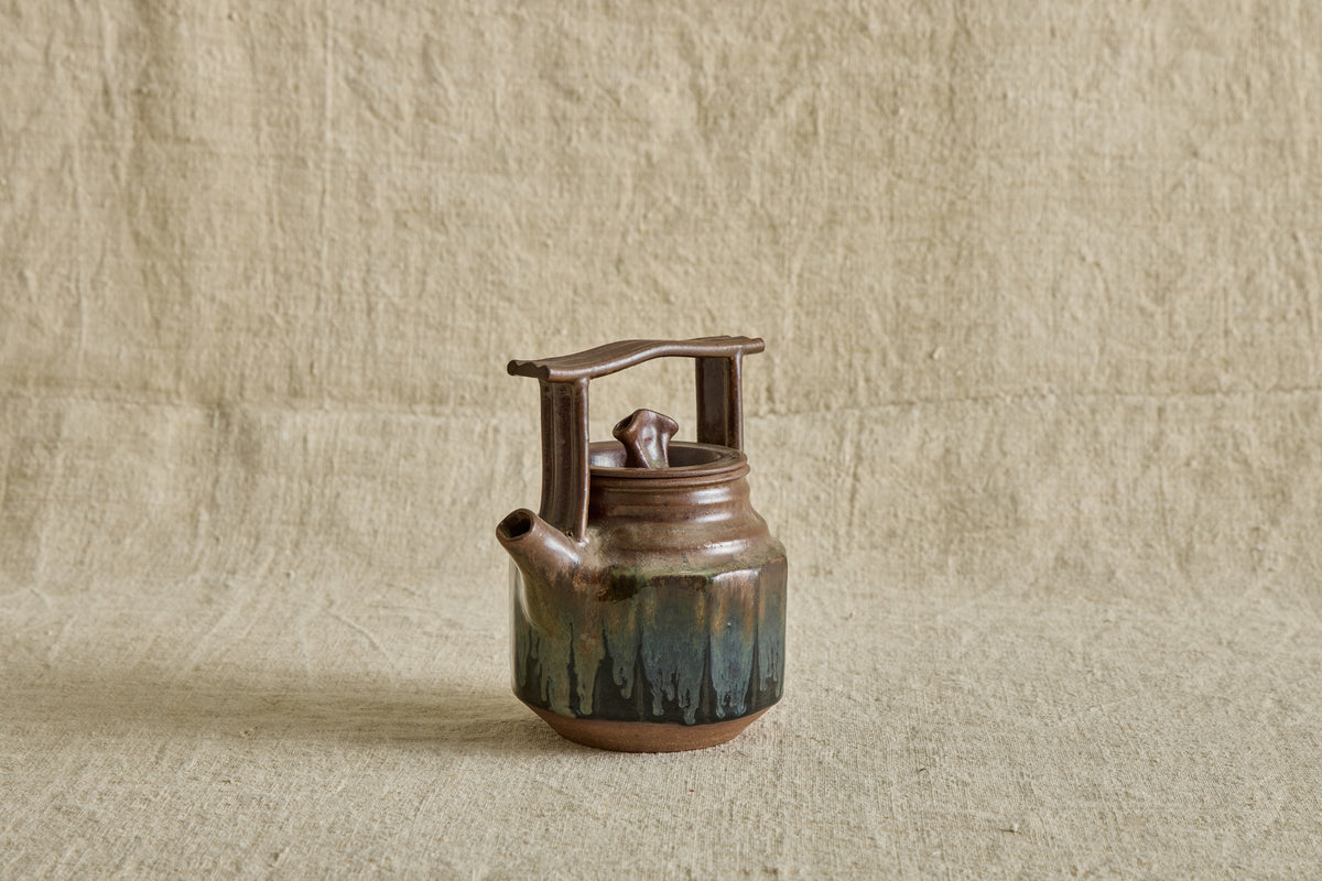 Brown & Blue Ceramic Teapot