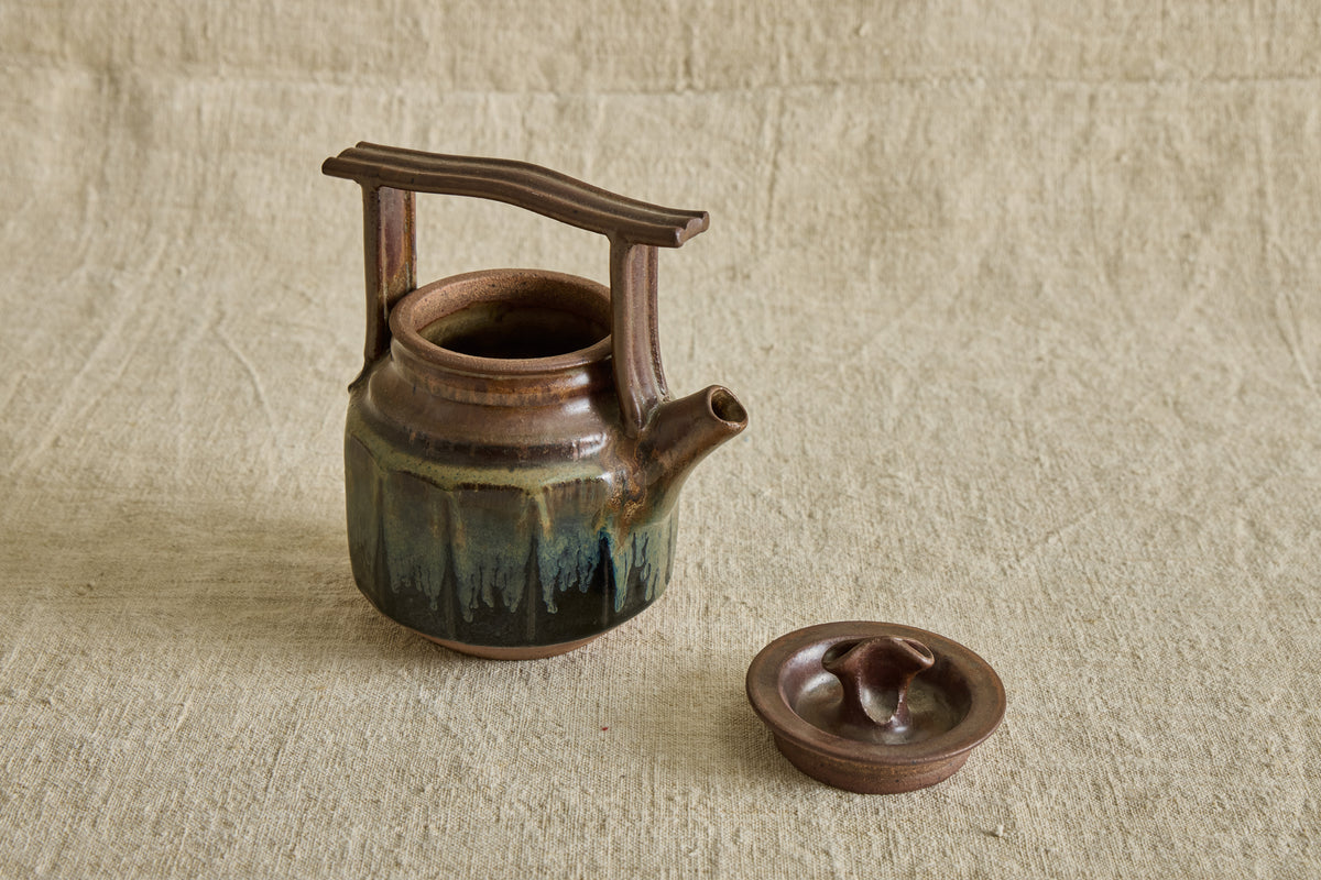 Brown & Blue Ceramic Teapot