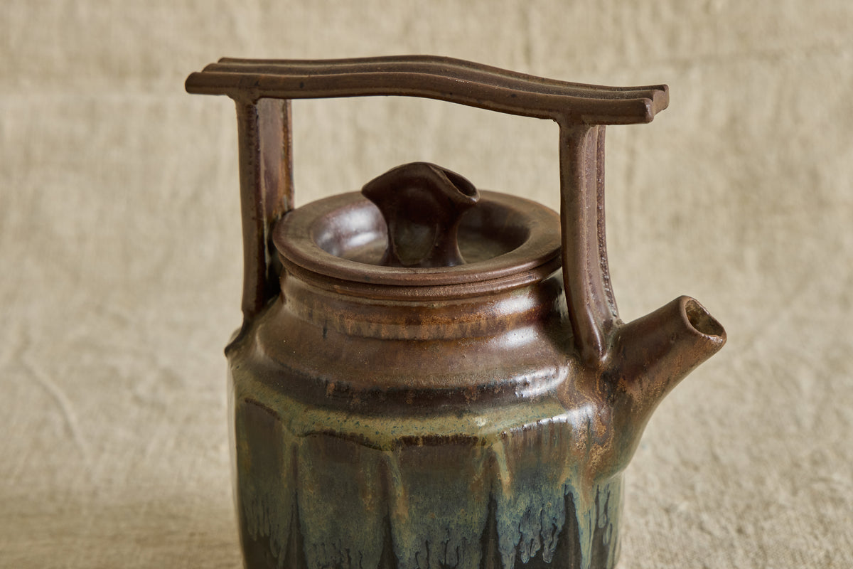 Brown & Blue Ceramic Teapot
