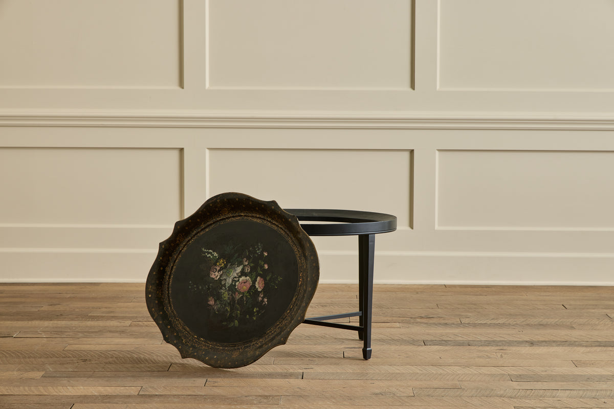 Black Papier Mache Tray Table