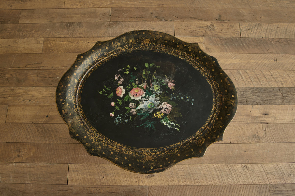 Black Papier Mache Tray Table