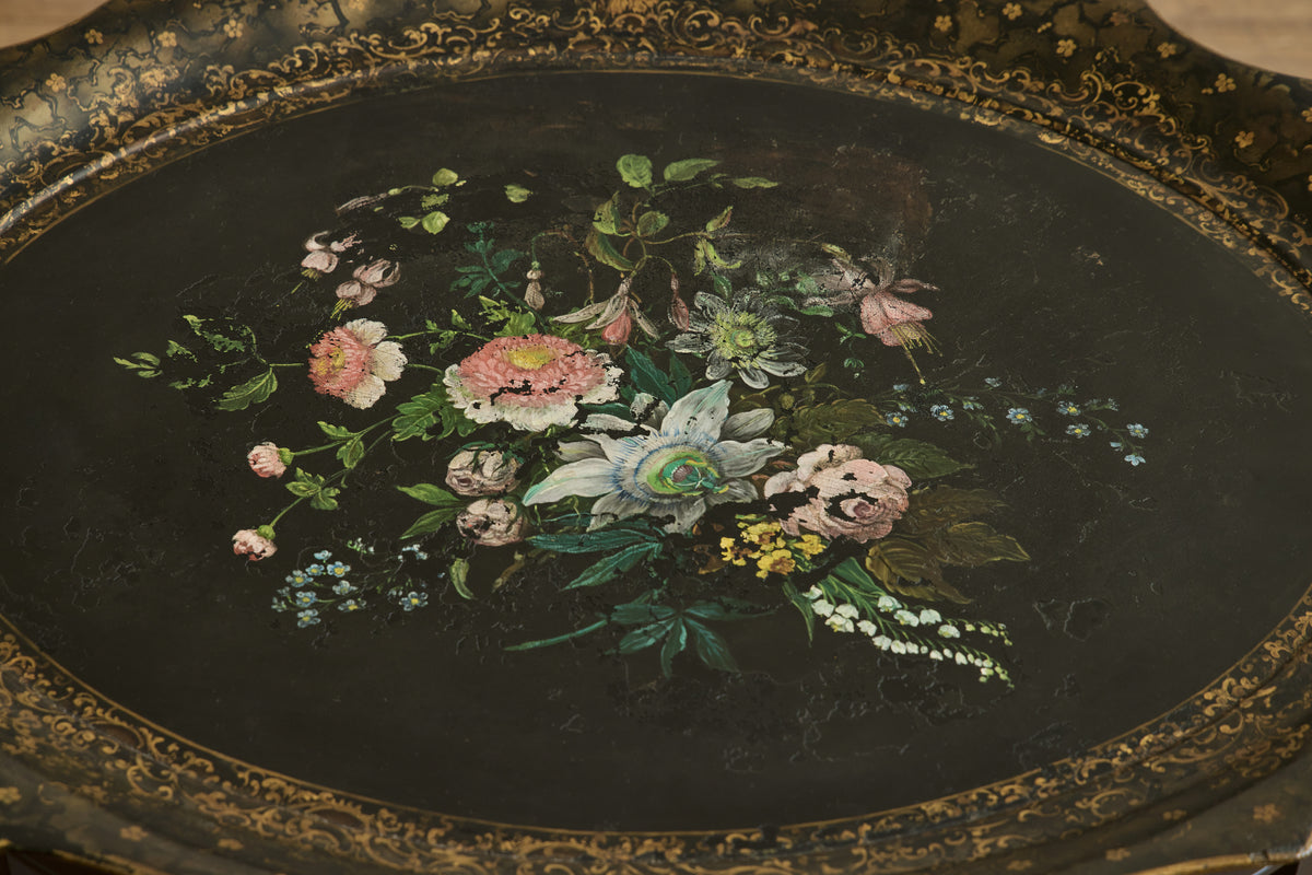 Black Papier Mache Tray Table