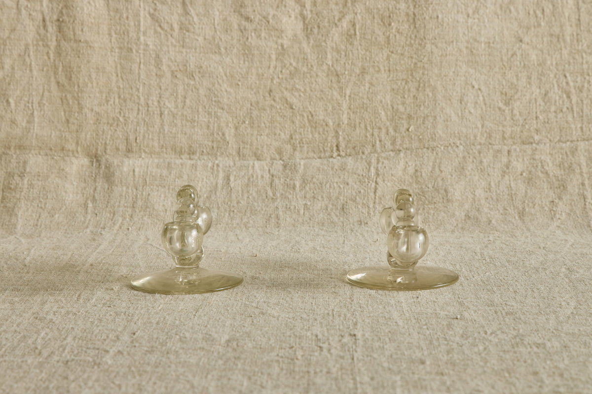 Pair of Beaded Glass Candle Holders