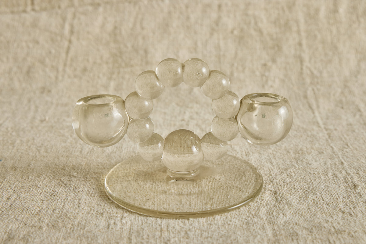 Pair of Beaded Glass Candle Holders