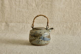 Blue Ceramic Teapot with Bamboo Handle
