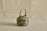 Blue Ceramic Teapot with Bamboo Handle