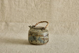 Blue Ceramic Teapot with Bamboo Handle