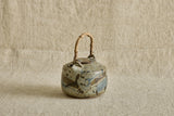 Blue Ceramic Teapot with Bamboo Handle