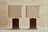 Pair of Wood & Steel Lamps