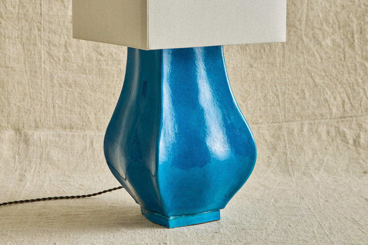 1960s Blue Ceramic Lamp
